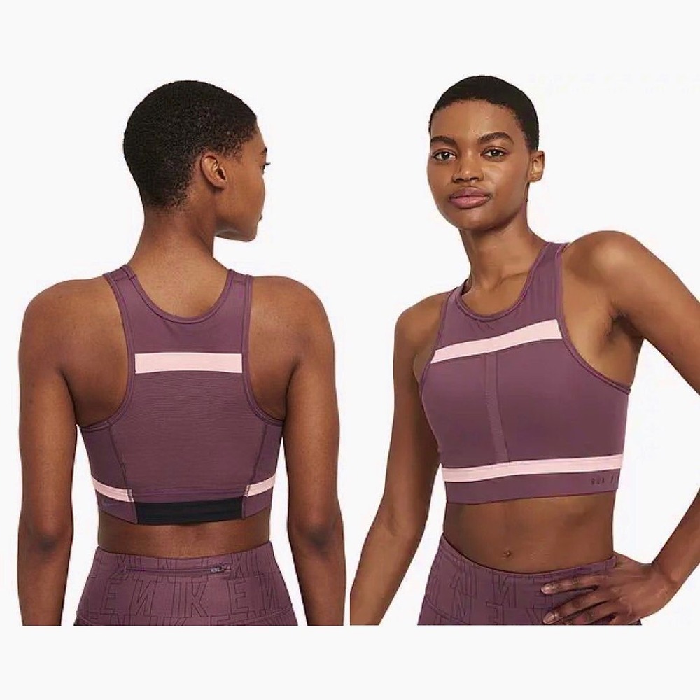 Nike Swoosh Run Division Medium-Support removable Pad Bra Small Plum Women